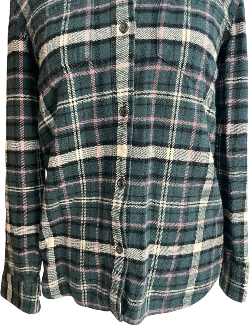 Madewell Flannel Classic Ex-Boyfriend Shirt Green - Picture 3 of 16